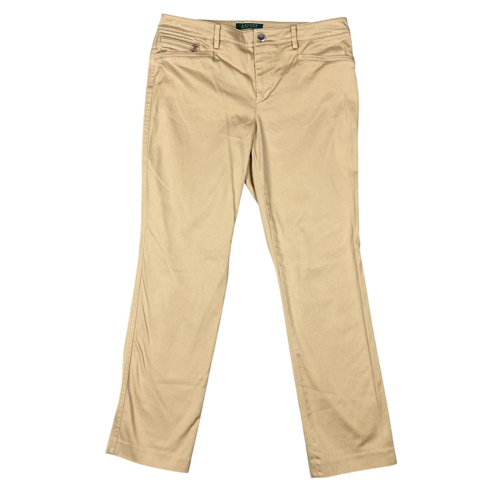 Lauren Ralph Lauren Straight Leg Stretch Khaki Chino Pants Womens 8‎ Tan